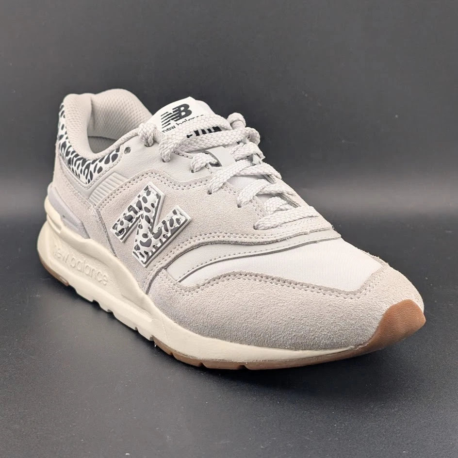 Women's Sz 8.5 New Balance 997H Sneaker Gray/White Leather/Textile Leopard Print SoleComfort.shoes