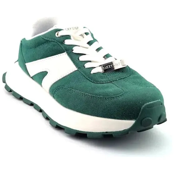 Lucky Step Women's Size 8M Retro Platform Sneaker in Green and White Lucky Step