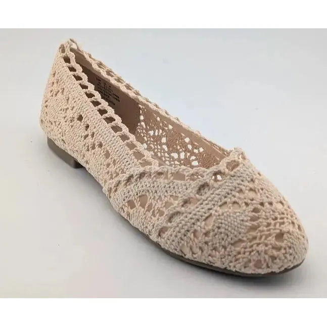 Fever Sole Women's Ivory Crochet Lace Ballet Flats Size 8.5 M Round Toe Shoes Fever Sole