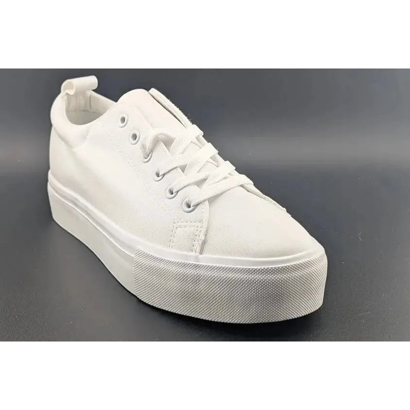 Womens Size 10 White Platform Sneakers PU Leather Platform Shoes Walking Shoes - SoleComfort.shoes