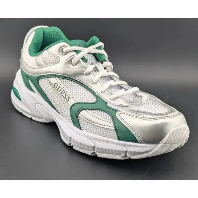 Womens GUESS Size 8 / 8.5 Lotty Glogana-R Sneakers/Shoes White/Forest Green - SoleComfort.shoes