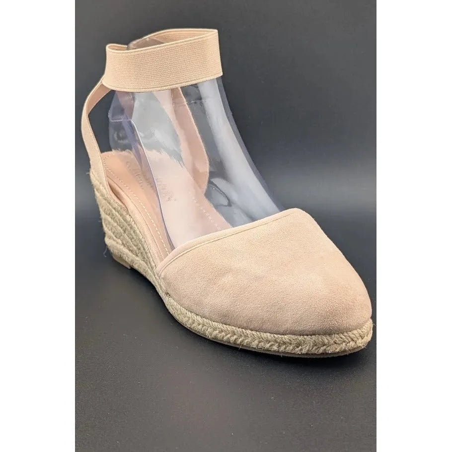 Dream Pairs Size 8 Women Espadrille Wedge Sandals Elastic Ankle Strap Closed Toe SoleComfort.shoes