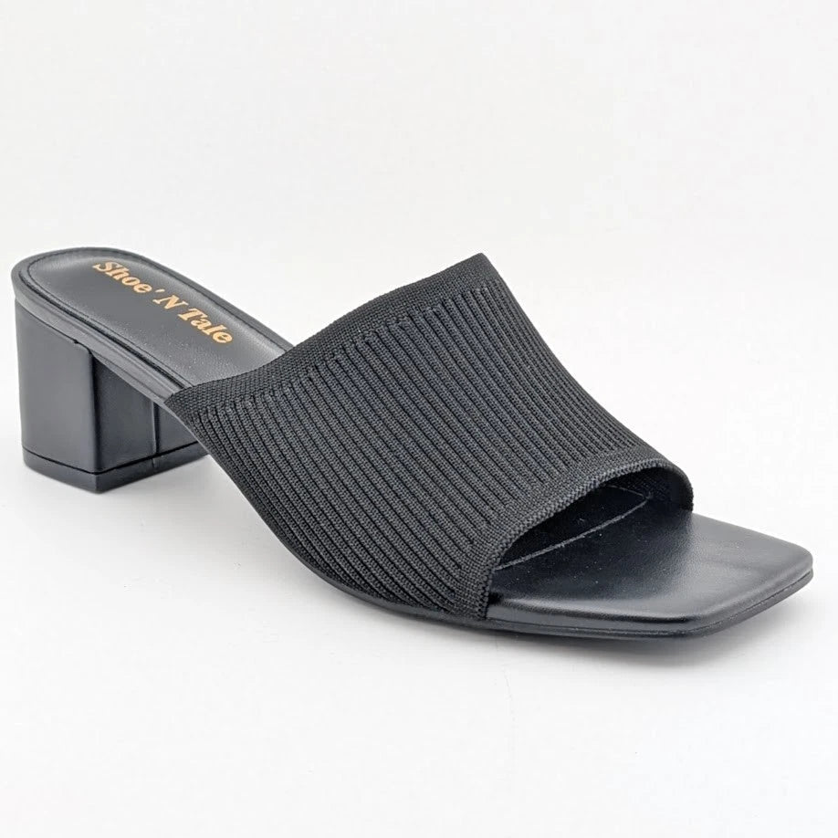 Women's Square Toe Chunky Block Heel Sandals - Open Toe Low Heel Mules Slides Shoe n Tale