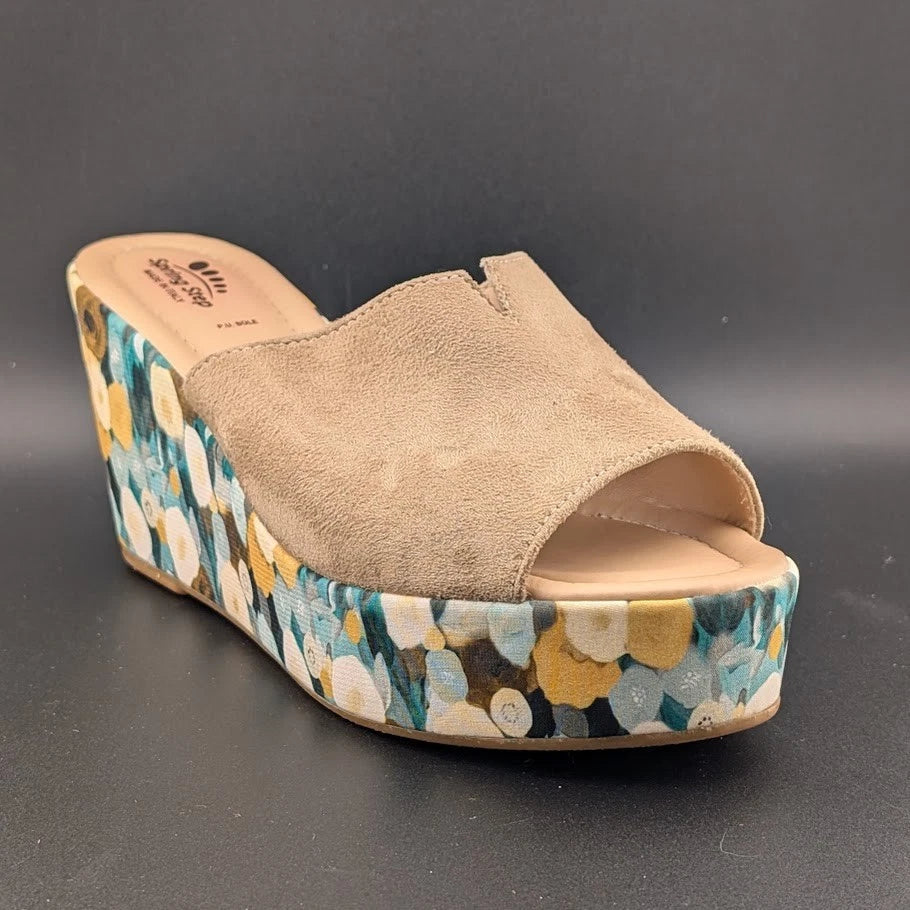 Spring Step Women's EU 41 (US 10) Floral Platform Wedge Sandal - Made In Italy SoleComfort.shoes