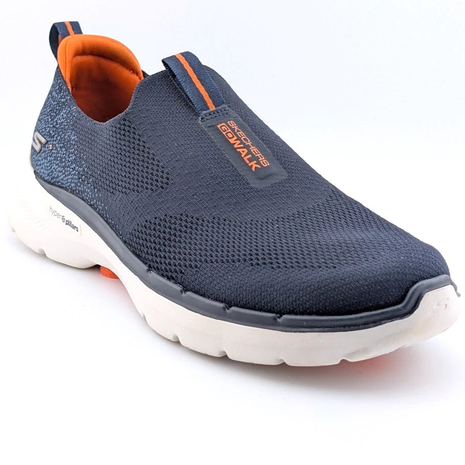 Skechers Men's Size 7 Go Walk 6 Navy-Orange Comfort Slip-On Shoe Sneaker 216202N SoleComfort.shoes