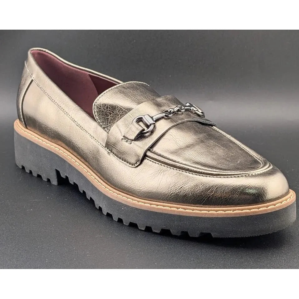 Franco Sarto Colette Loafers Women's 10M Pewter Metallic A22 SoleComfort.shoes