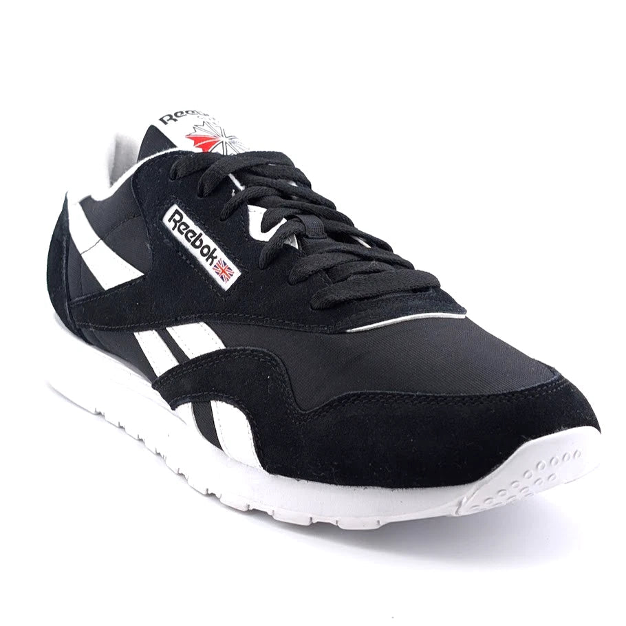 Reebok Mens Size 12 Classic Nylon Black/White Running Shoe FV1592 Reebok