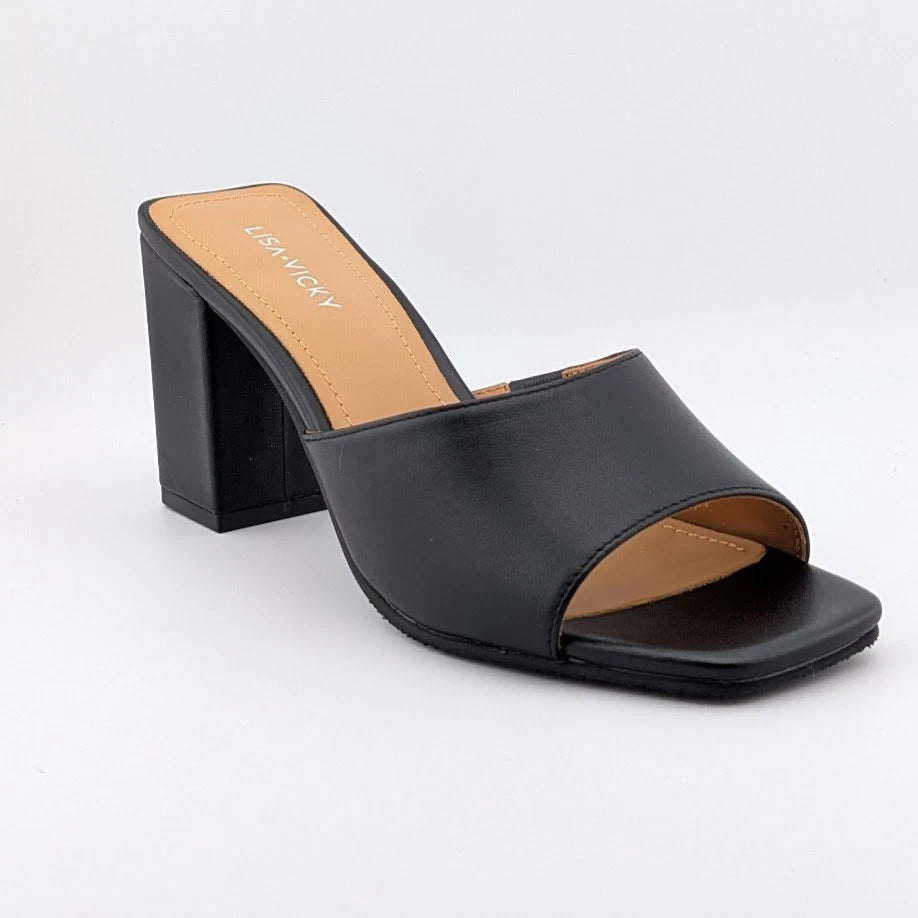 Womens Size 7.5M Nappa Leather Vital-V High Heel Open Toe Mule Slide Sandals SoleComfort.shoes