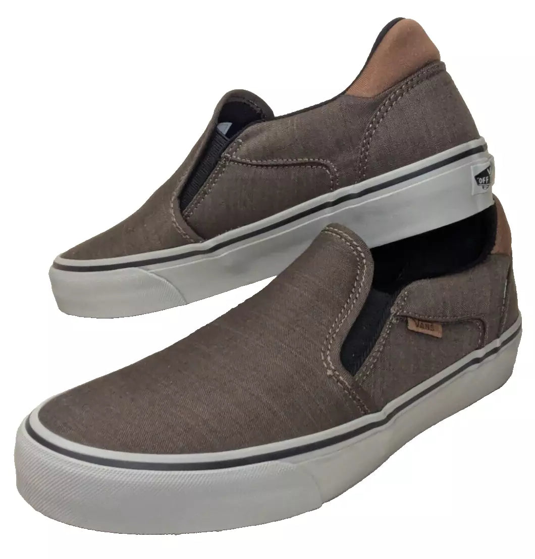 Vans Asher Deluxe Walnut/Grey Textile Men's Slip On Shoes -Size 11.5 NWB