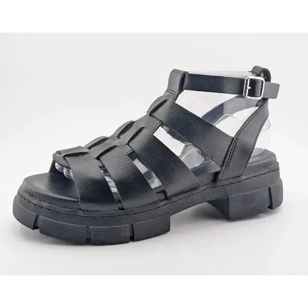 Women's Size 8 Aqua College Waterproof Fisherman Sandal Black PU Leather Aqua College