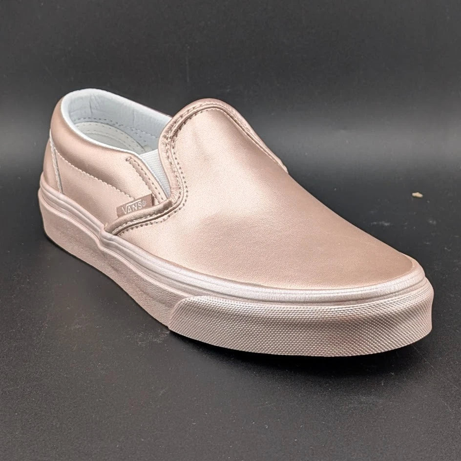 Women's Sz 6 Vans Classic Slip-on Metallic Sidewall Rose Gold VN0A38F7QTU VANS