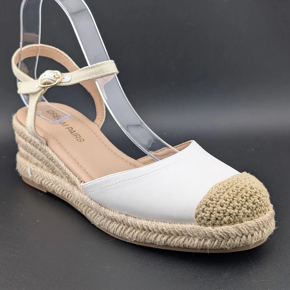 Dream Pairs Size 8 Women Espadrille Wedge Sandals Ankle Strap w/ Bkl Closed Toe SoleComfort.shoes