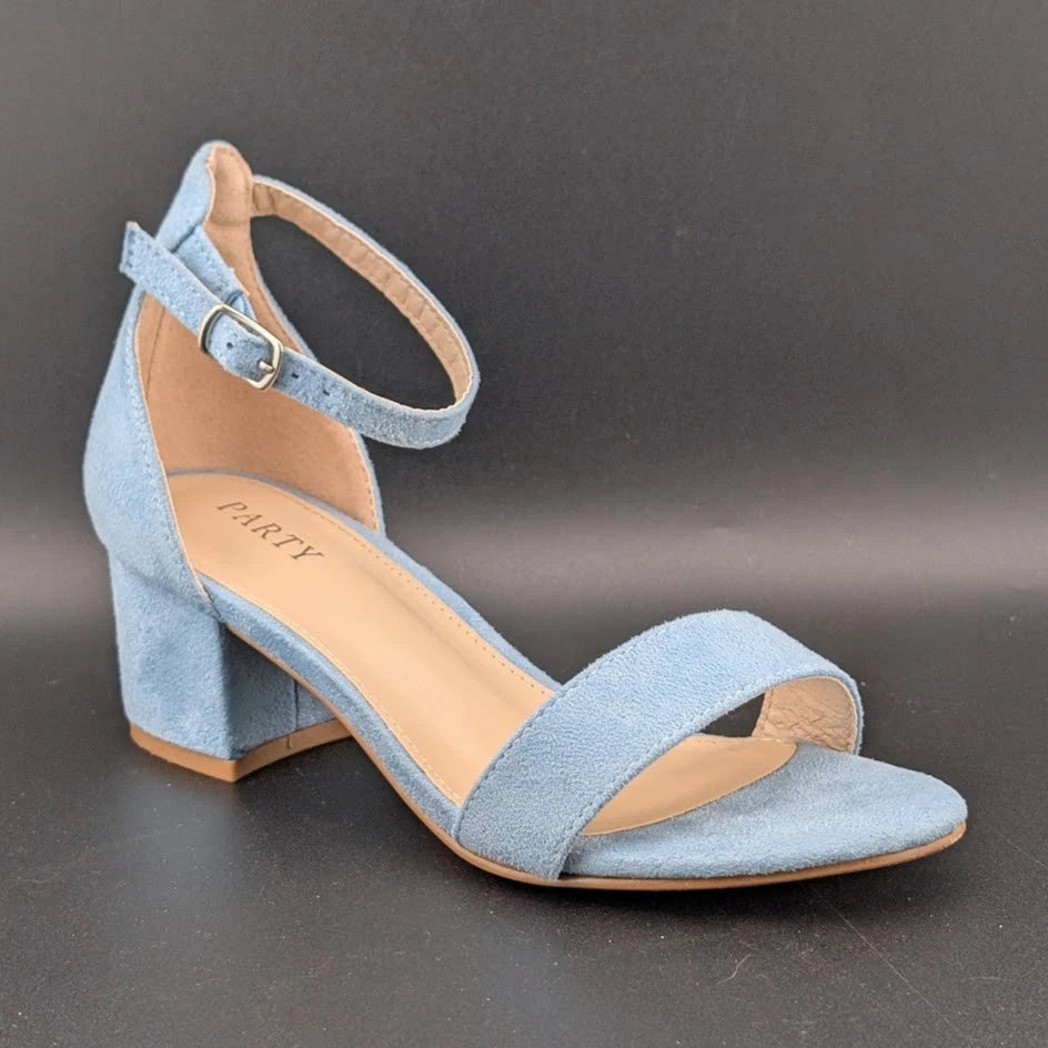 Party Womens Size 5.5 / Girls 4Y Vianna Light Blue Suede 2" Mid-Heels Wedding Pageant Dance Party