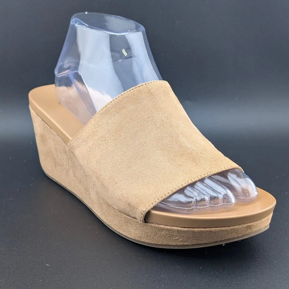 Carlos Santana Delphina Khaki Faux Suede Mules Size 8.5 Excellent Pre-own SoleComfort.shoes