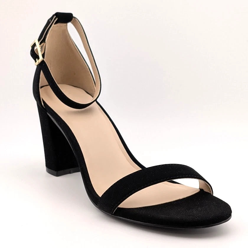 Women's Sz 9 Ankle Strap Heeled Sandals Open Round Toe Strappy Low Block Heels SoleComfort.shoes