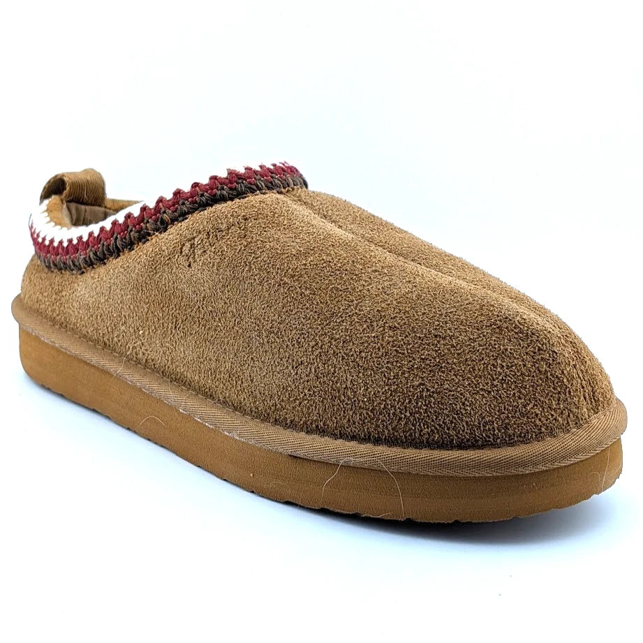 Fitory Size 8 Tan Suede Platform Booties with Faux Fur and embroidered collar Fitory