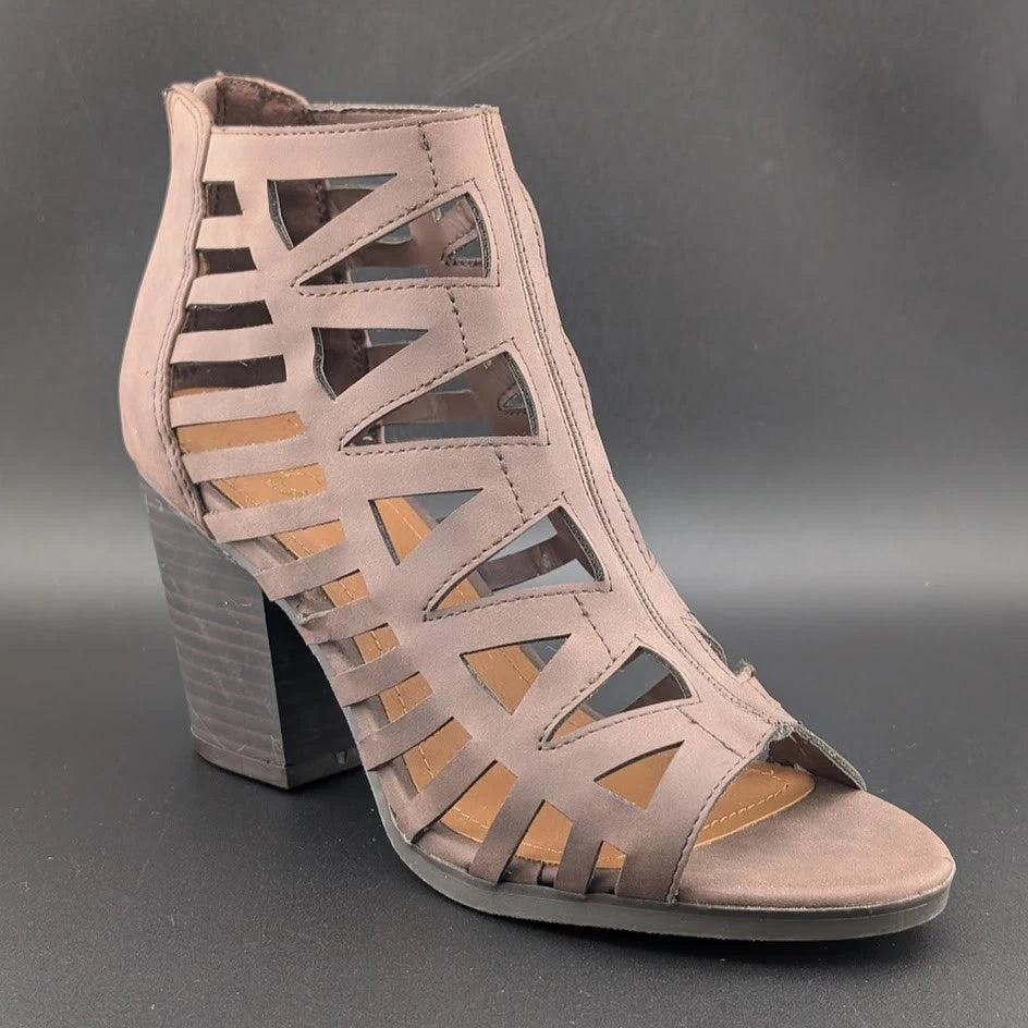 Sugar Size 8 Women's Western Bootie Sandal w/ 3.25" Chunky Heel Open Toe Strappy SoleComfort.shoes