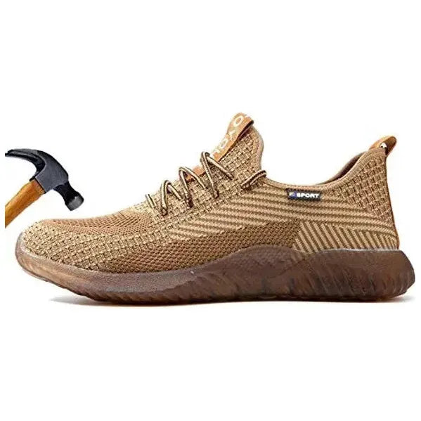 Steel Toe Work Shoes Mens Size 10 Tan Beige Lightweight Breathable Industrial ox Unbranded