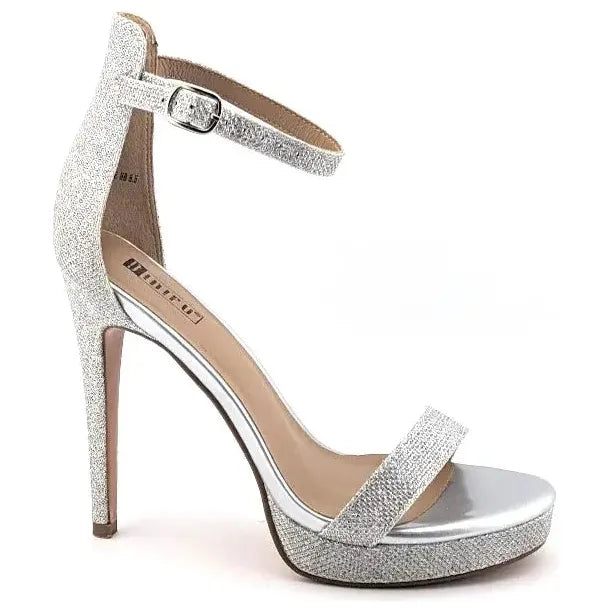 Pre-owned IDIFU Stiletto Platform Sandals Women's Size 8.5 SILVER Glitter Dressy Open Toe - SoleComfort.shoes