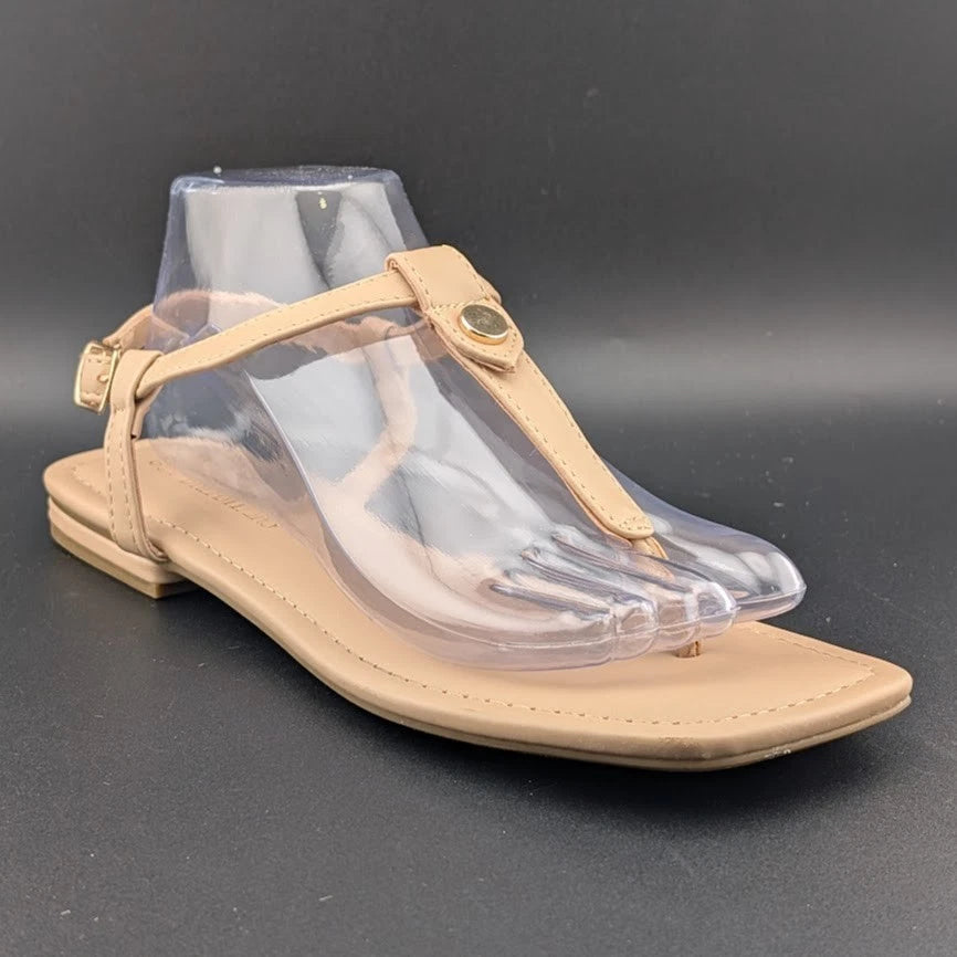 Women Size 8.5 T-Strap Thong Flat Sandals Square Toe Strappy Sandals SoleComfort.shoes