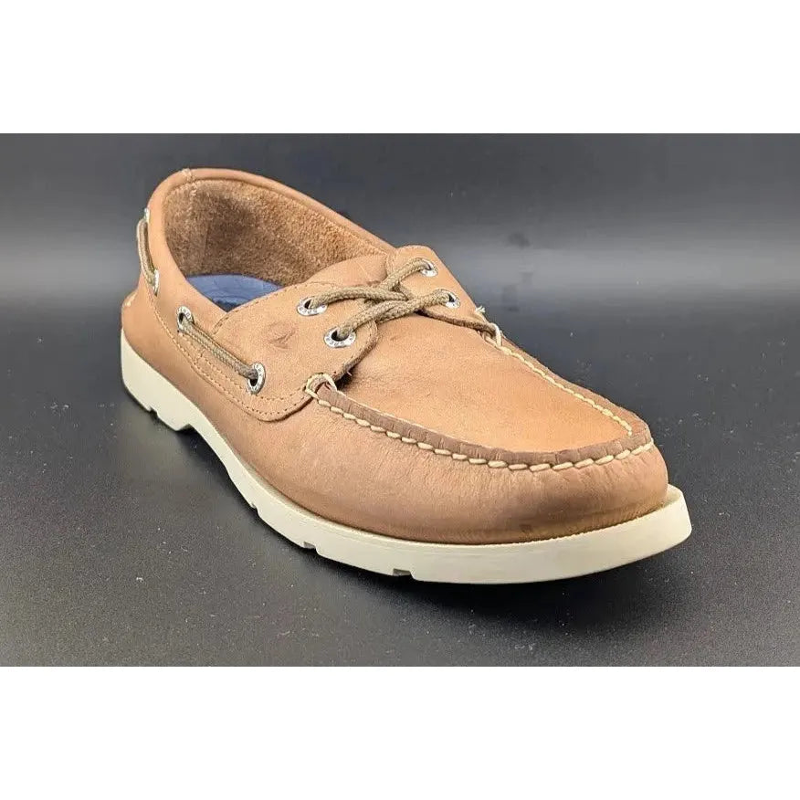 Sperry Top Sider Size 8 Leeward, 2-Eye Boat Shoes, Sahara Tan Leather 0777894 SoleComfort.shoes