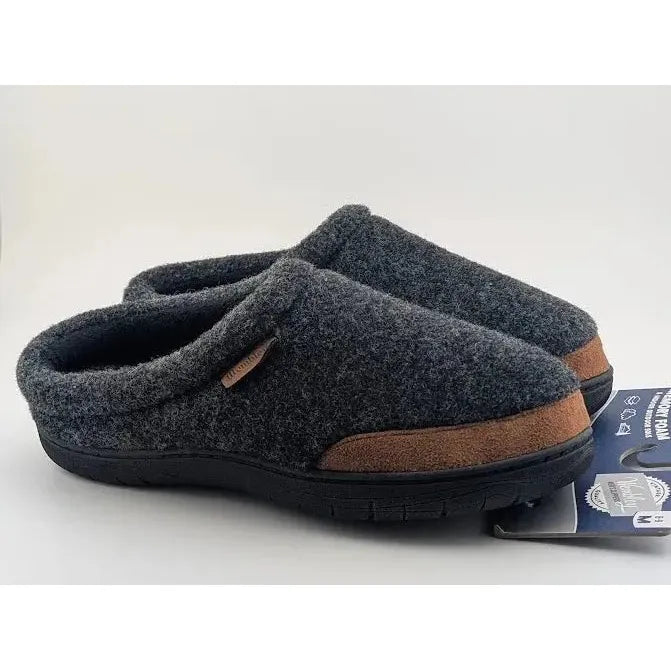 Wembley Men's Heather Grey Indoor/Outdoor Microsuede Mule Slipper with Plaid Lining Wembley