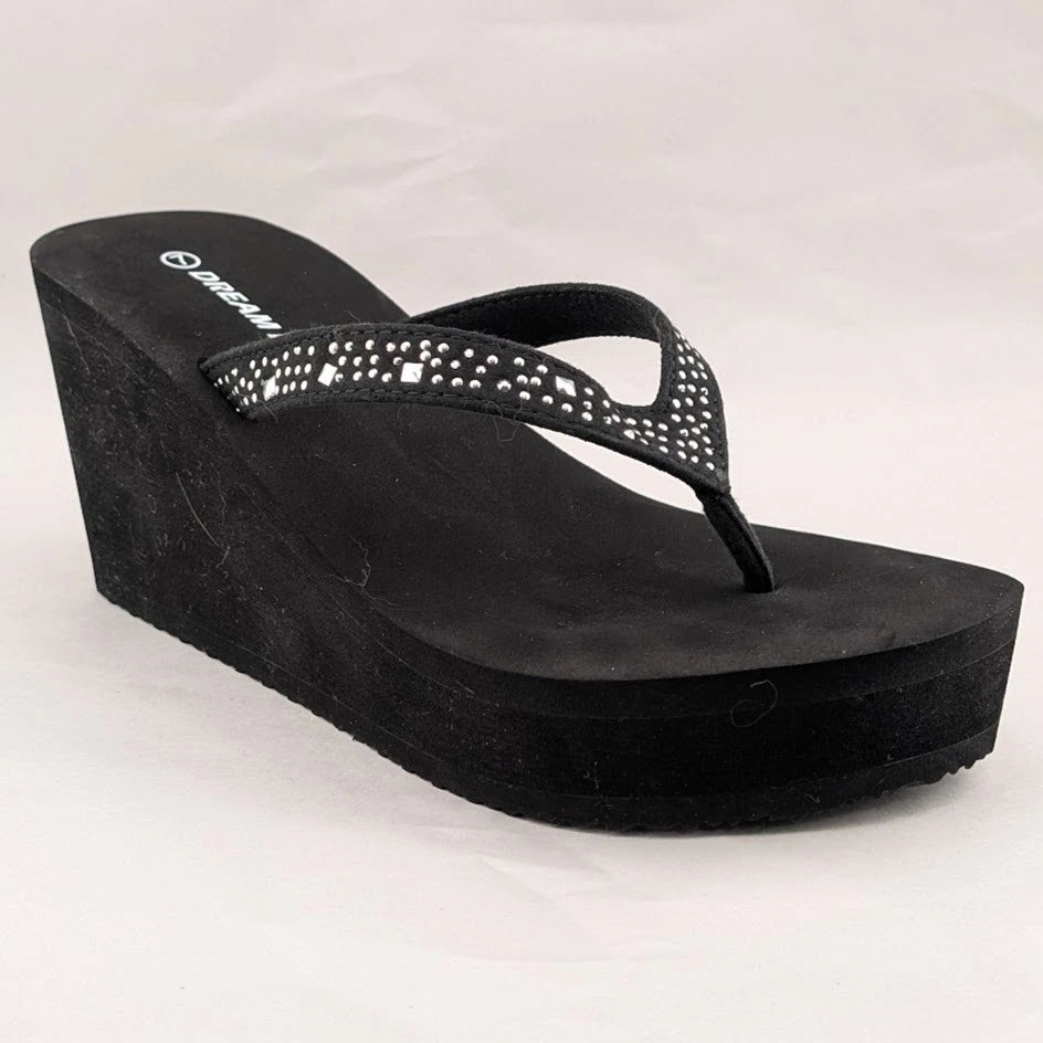 Womens Flip Flops High Wedge Heel Platform T-strap Open Toe Thong Beach Sandals SoleComfort.shoes