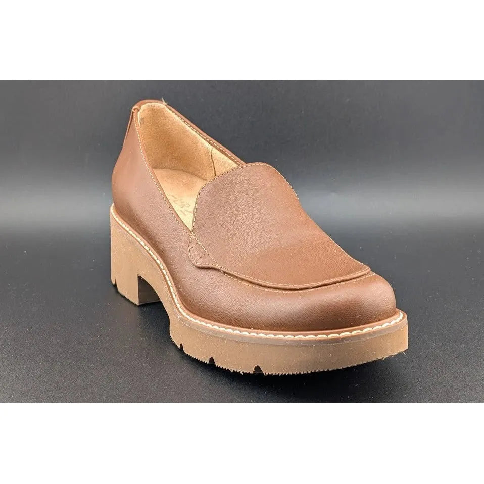 Women’s Size 5.5 Naturalizer "Cabaret" Lug Chunky Sole Loafer Rich Brown Faux Leather Uppers SoleComfort.shoes