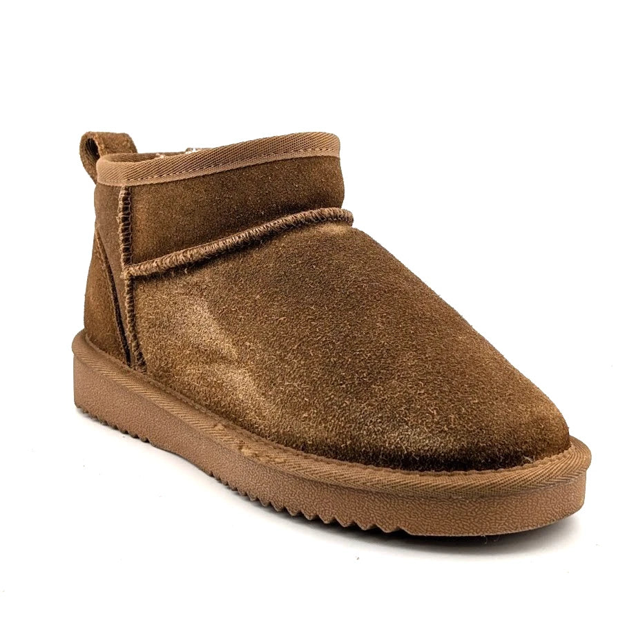 Women Size 6 Chestnut Faux Suede Booties w/ Faux Fur Lining Slip-on Boots SoleComfort.shoes