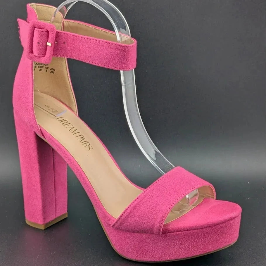DREAM PAIRS Womens Sz 8 HI-LO Sexy High Heel Platform Pump Sandal Hot Pink SoleComfort.shoes