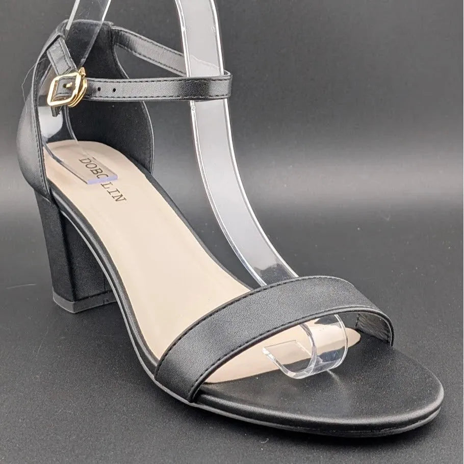 Women’s 8.5W Chunky 2.5" Heeled Sandals Round Open Toe Ankle Strap Dress Shoes SoleComfort.shoes