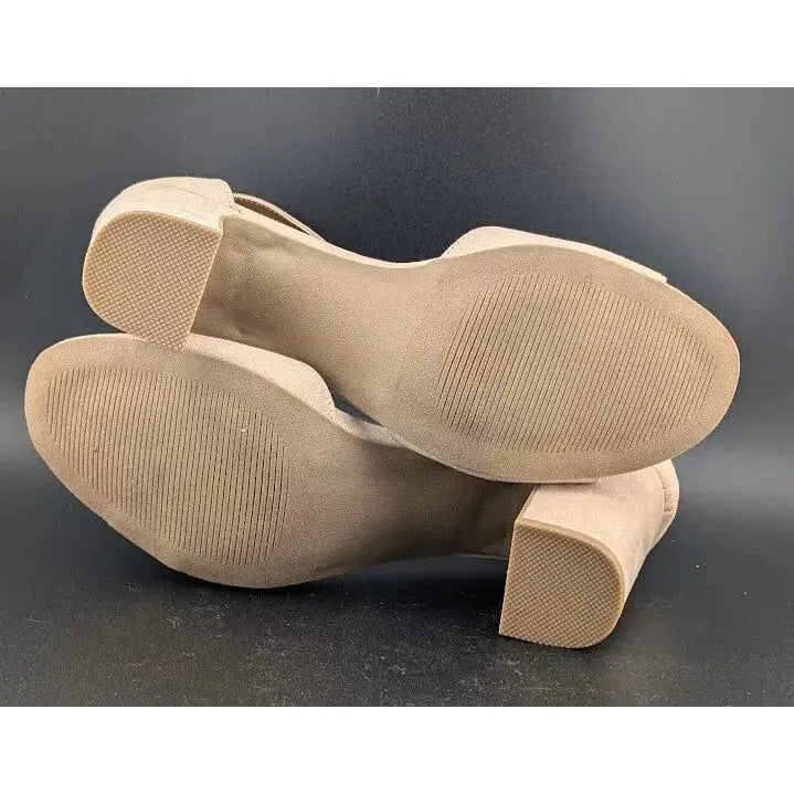 LC Lauren Conrad Women's Size 8.5 Block Heel Dress Sandals With Straps Beige LC Lauren Conrad