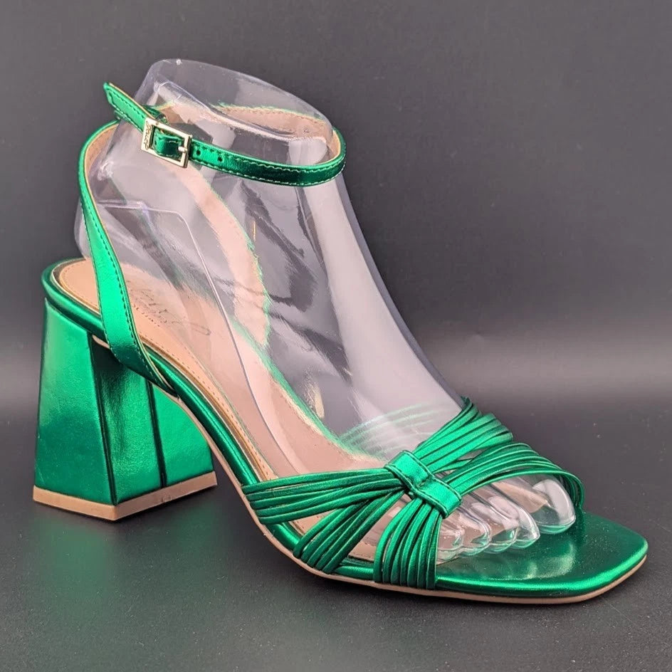 Jewel Badgley Mischka Sz 7.5 Michelle Ankle Strap Green Sandals Holiday Special SoleComfort.shoes