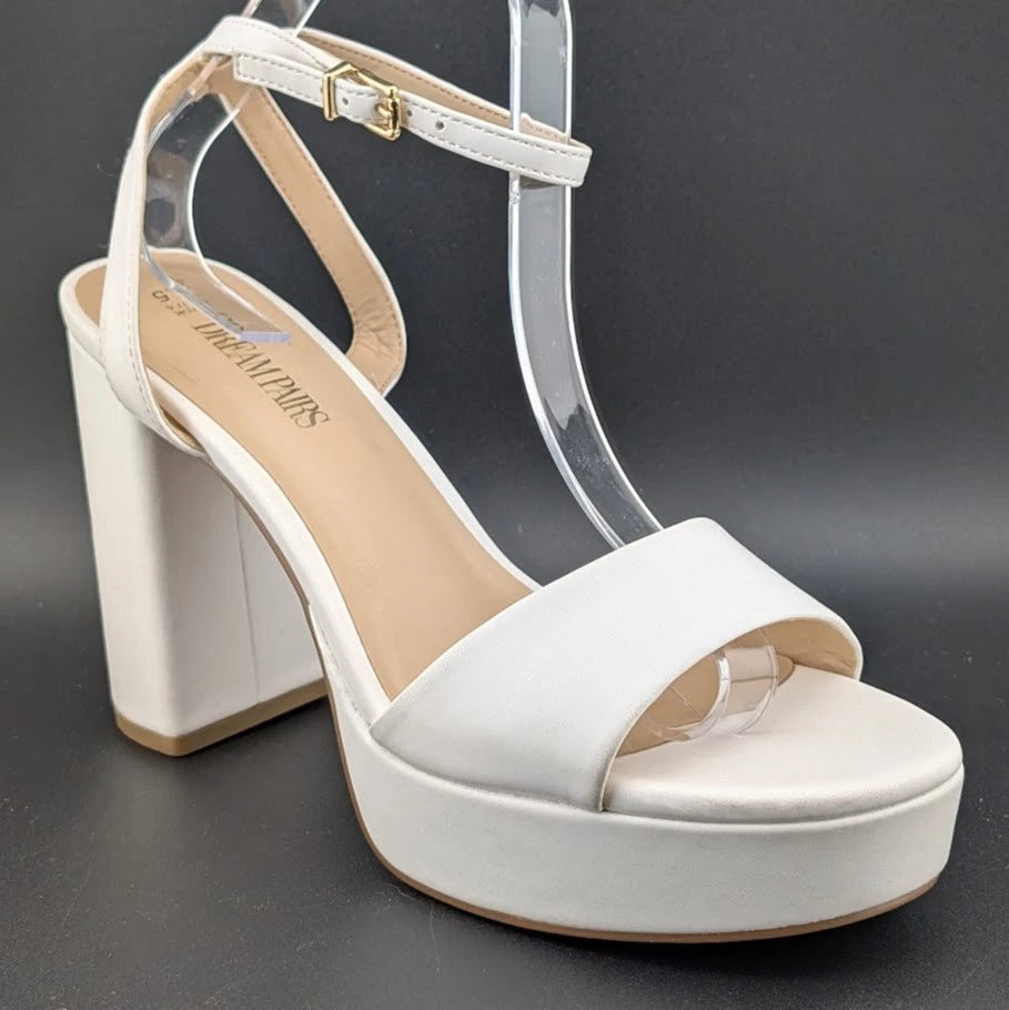 Dream Pairs Women Sz 9.5 White Platform Chunky Heels Pumps College Style Party Wedding Dream Pairs