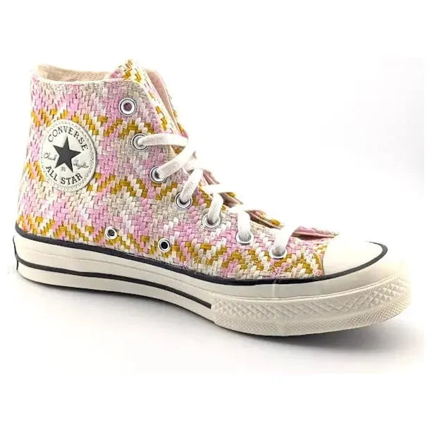 Converse Chuck Taylor All-Star Lift Platform | Women's Size 8, Men's 6 | Pink White Yellow Weave Converse