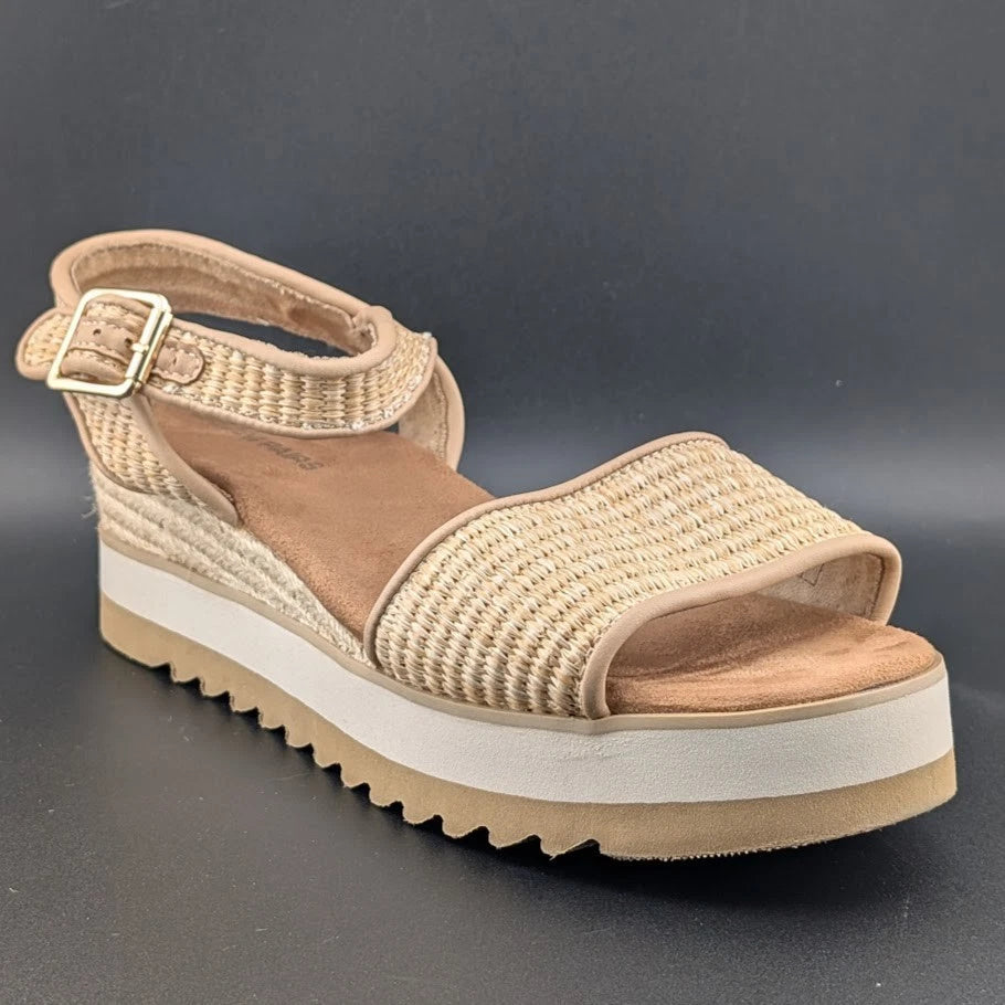 Pre-owned Women's Size 10 Dream Pairs 1-Strap Espadrille Ankle Strap Platform Sandal Wheat SoleComfort.shoes