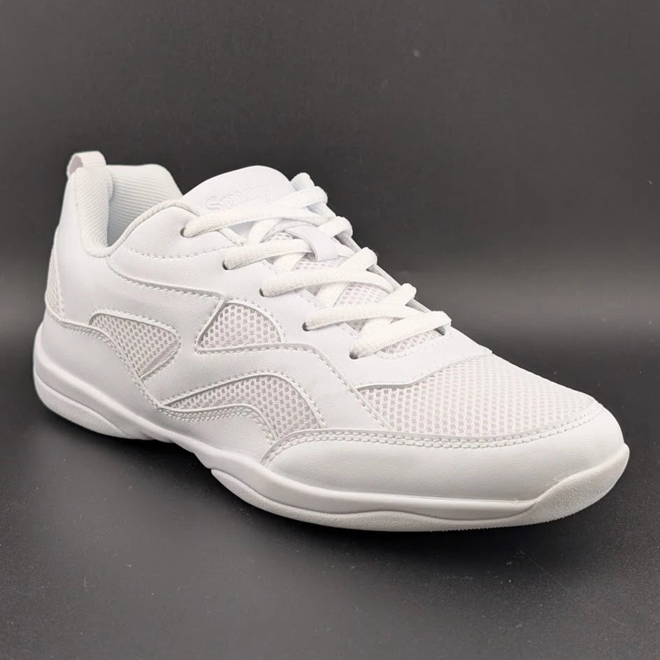 Smapavic Womens Size 7 ( EU 37) White Faux Leather Athletic Cheer Sneaker Shoes SoleComfort.shoes