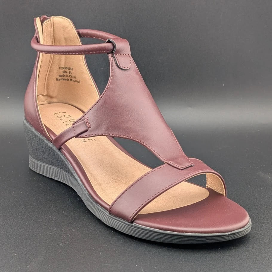 JOURNEE COLLECTION Size 6.5 TRAYLE Women's Wedge Heeled Sandals Ankle Strap SoleComfort.shoes