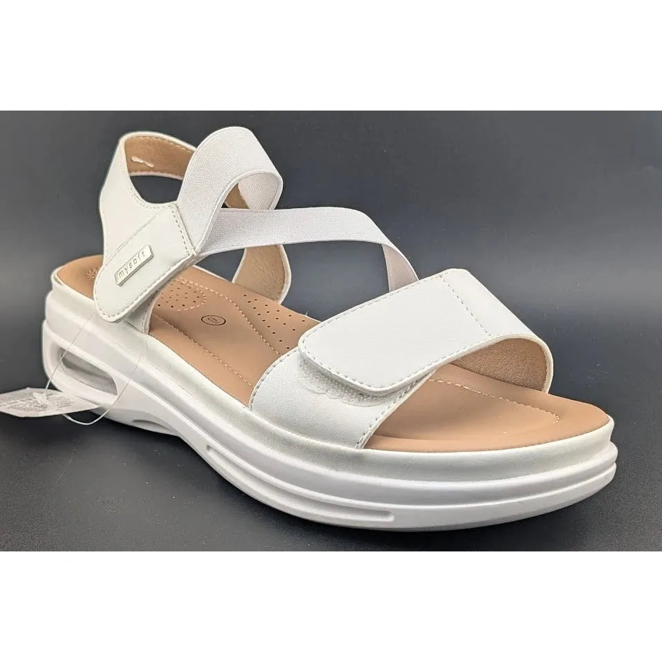 mysoft Women's Size 9 Walking Sandals Air Cushion Slingback Elastic Band Platform Shoes SoleComfort.shoes