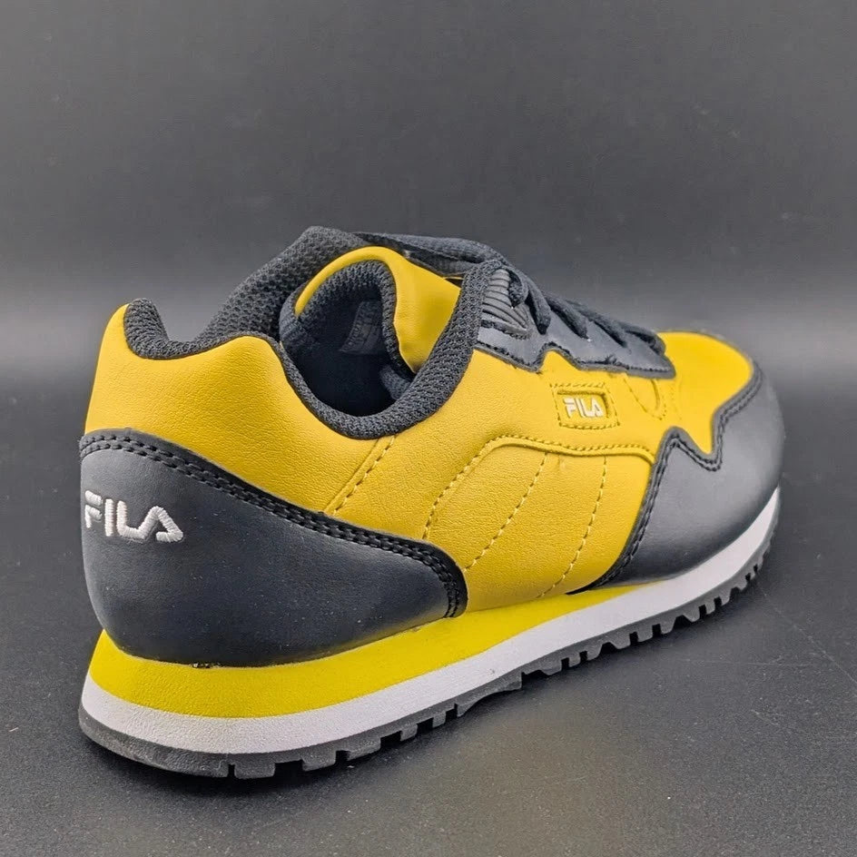 Size 2 FILA Kids Unisex Cress Color Block Sneakers Lemon/White/Black Fila