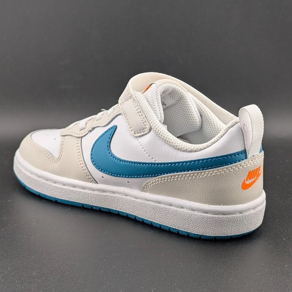 Nike Court Borough Low 2 (PSV) Size 3Y White/Turquoise/Orange Sneaker Shoes SoleComfort.shoes