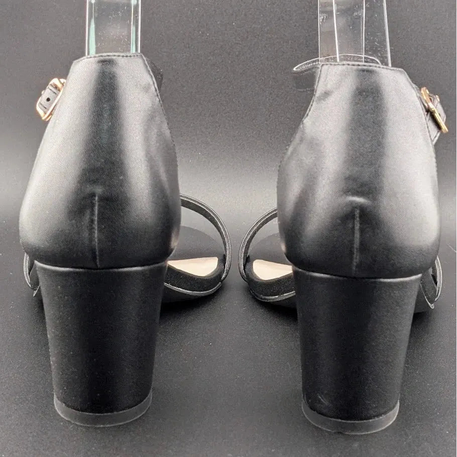 Women’s 8.5W Chunky 2.5" Heeled Sandals Round Open Toe Ankle Strap Dress Shoes SoleComfort.shoes