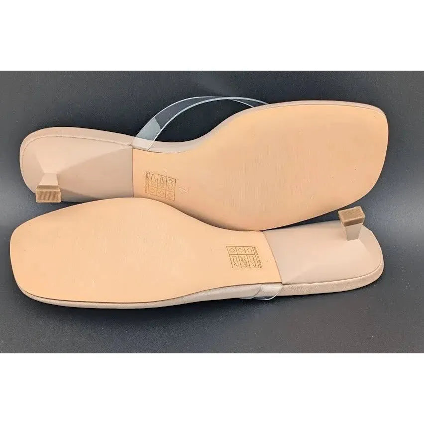vivianly Size 7 Women's Flip-Flop Kitten Heel Sandals Backless Stiletto Clear/Nude - SoleComfort.shoes
