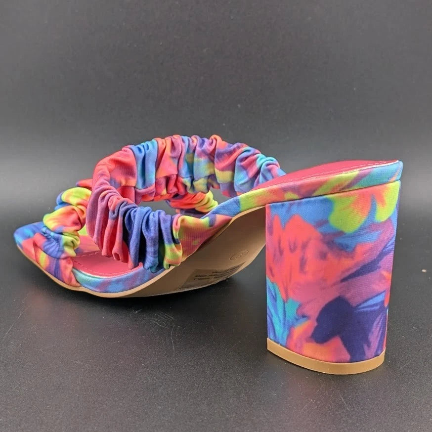 Cape Robbin SZ 9 Women's Chunky High Heel Strappy Square Open Toe Sandals-Floral SoleComfort.shoes