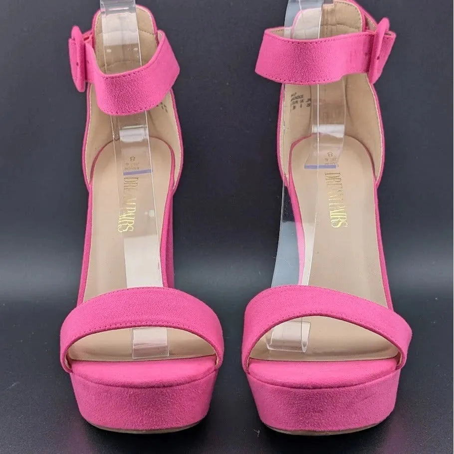 DREAM PAIRS Womens Sz 8 HI-LO Sexy High Heel Platform Pump Sandal Hot Pink SoleComfort.shoes
