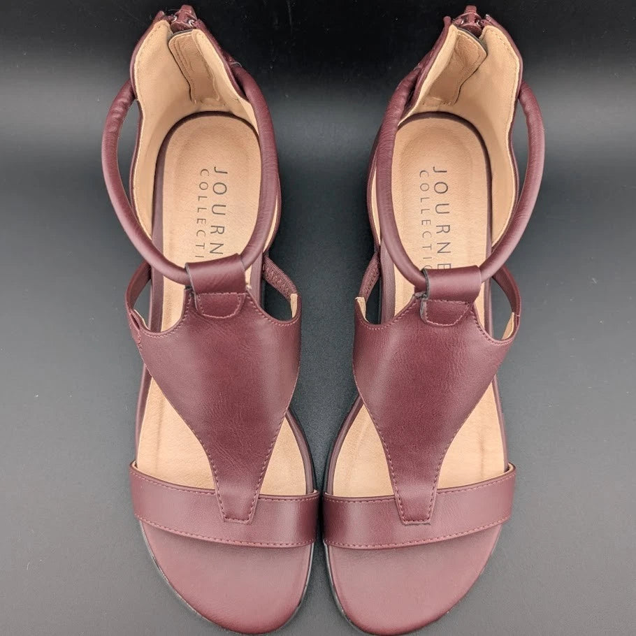 JOURNEE COLLECTION Size 6.5 TRAYLE Women's Wedge Heeled Sandals Ankle Strap SoleComfort.shoes