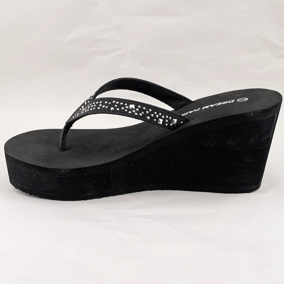 Womens Flip Flops High Wedge Heel Platform T-strap Open Toe Thong Beach Sandals SoleComfort.shoes