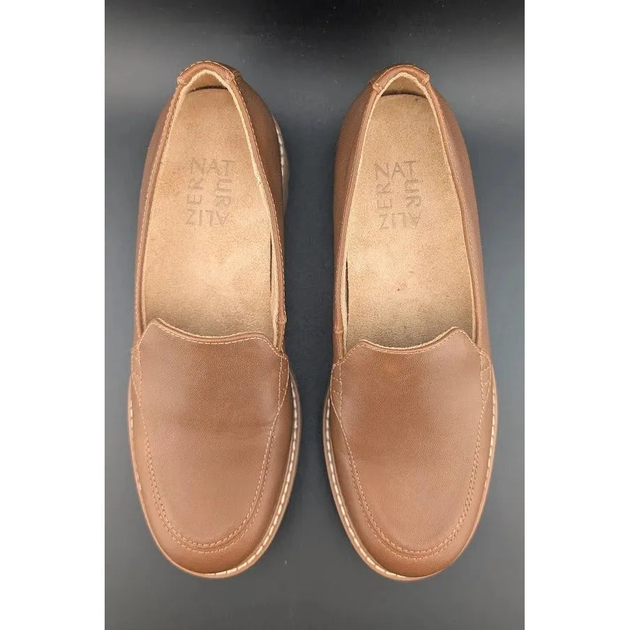 Women’s Size 5.5 Naturalizer "Cabaret" Lug Chunky Sole Loafer Rich Brown Faux Leather Uppers SoleComfort.shoes
