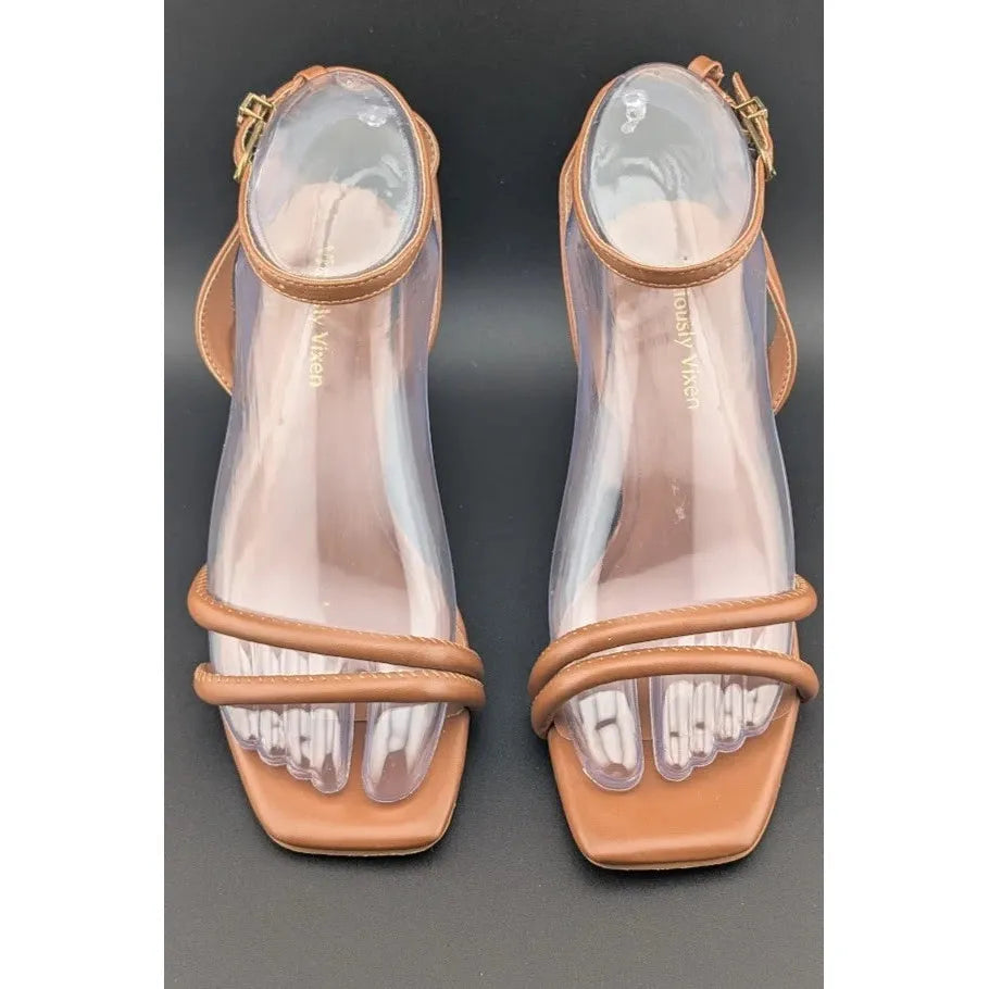 Viciously Vixen Size 6 Women's Block High Heels Square Toe Heeled Sandals Ankle Viciously Vixen