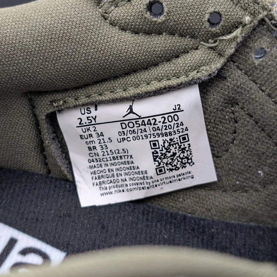 🔥Nike Air Jordan 1 Low OG SP Travis Scott Med Olive PS Size 2.5Y DO5442-200🔥 SoleComfort.shoes